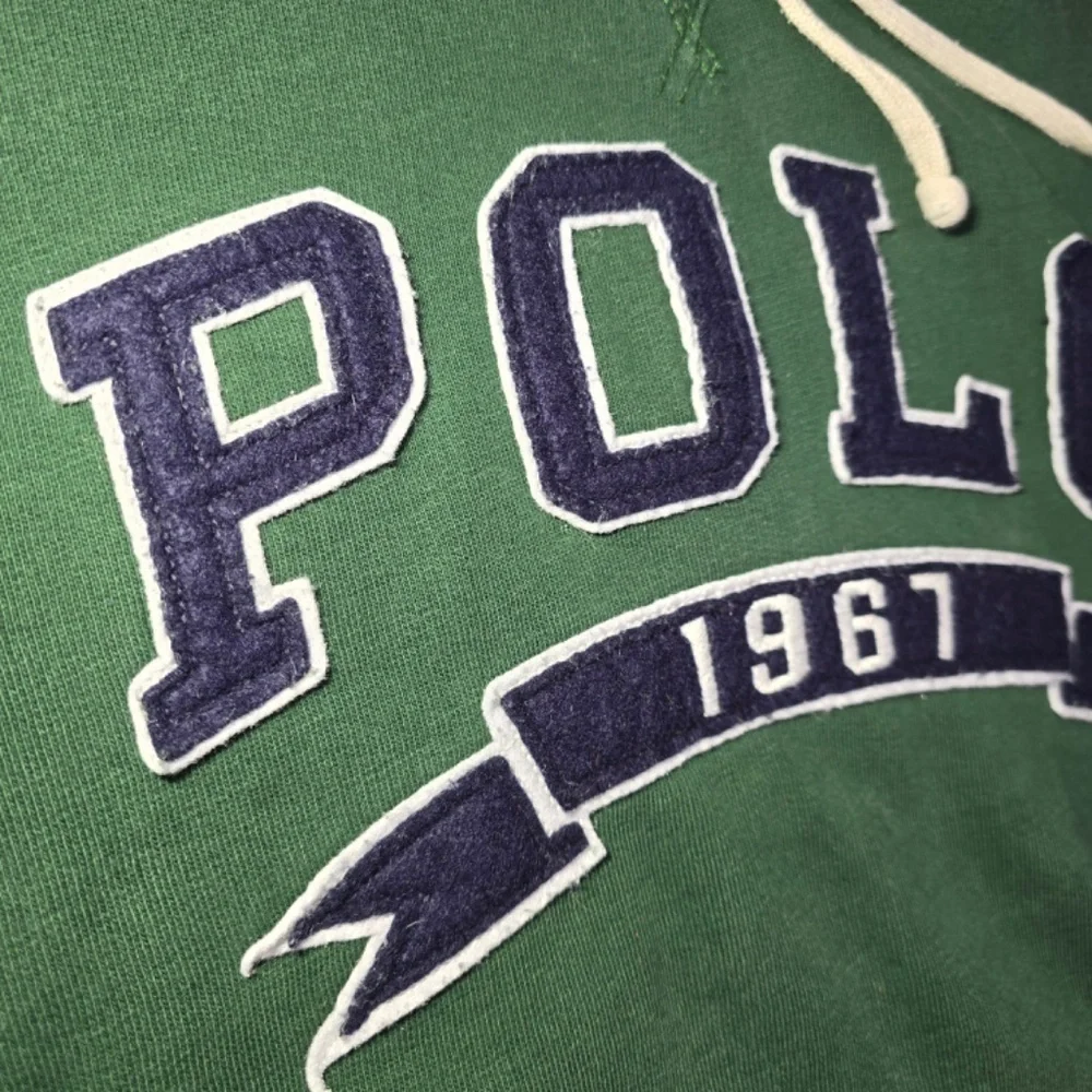 POLO RALPH LAUREN Polo 1967 Print Hooded Sweatshirt In Green Hoodie Mens Large